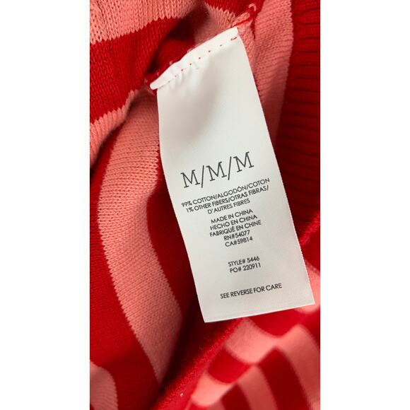 CAbi Picnic Cardigan Sweater Womens Medium Cranberry Crush Striped New Red Pink - Picture 9 of 9